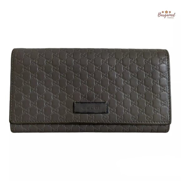 Authentic GUCCI Gray Microguccissima Leather Continental Long Bifold Wallet - Picture 1 of 15